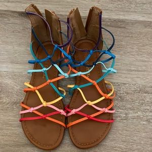 Falls Creek rainbow knodded kids sandals size 2